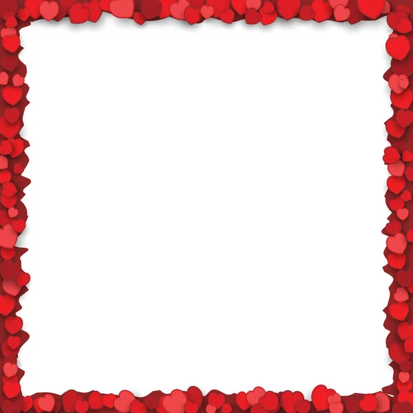 Valentines Day Frame Red Hearts Rough Border — Stockový vektor