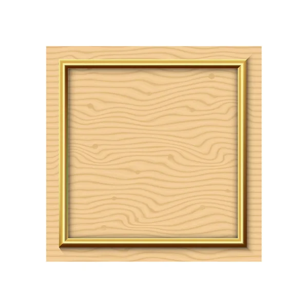 Combinação Design Borda Quadro Moderno Dourado Com Textura Madeira Sem — Vetor de Stock