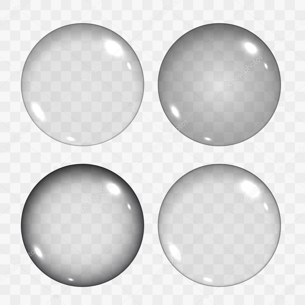 Set of Translucent Empty Glass Spheres or Circles