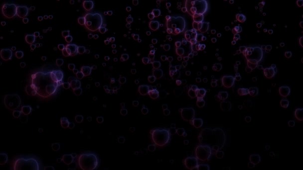 Abstract Glowing Heart Bubble Background Animation — Stock Video