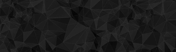 Schwarzer Polygonaler Banner Hintergrund Mit Gestrichelten Liniendreiecken — Stockvektor