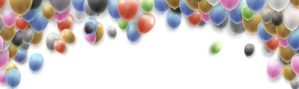 Födelsedag Part Banner Bakgrund Med Ballonger Vit Bakgrund — Stock vektor