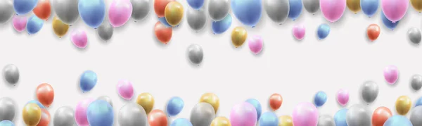 Fondo Banner Fiesta Cumpleaños Con Globos Sobre Fondo Blanco — Vector de stock