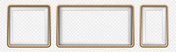 Набір Дерев Яних Наклейок Або Етикеток Рамкою Дерев Яна Табличка — стоковий вектор