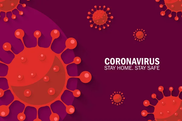 Coronavirus Virus Blijf Thuis Blijf Veilig Poster Design — Stockvector