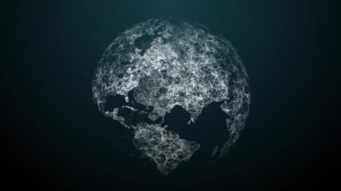 Noktalar ve Çizgiler Bağlantılarından Yapılan Kusursuz Dönen Dünya Küre Canlandırması