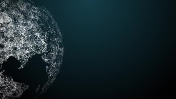 Boucle sans couture Terre tournante Globe Animation faite de points et de lignes Connexions 