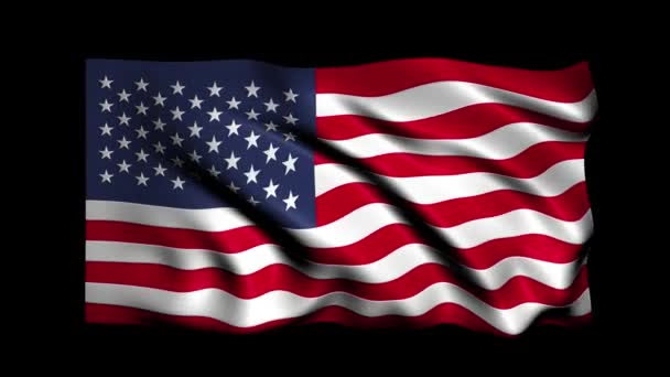 現実的な3Dループアメリカの国旗が風になびく — ストック動画