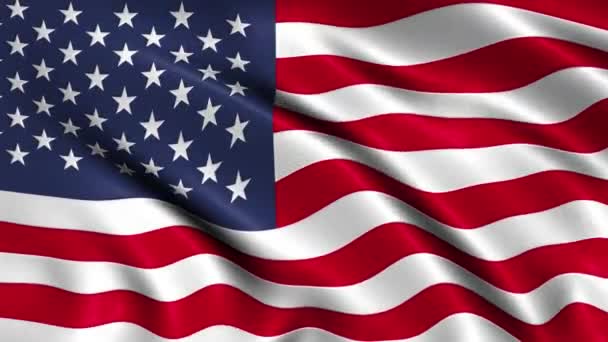 现实的3D环绕着美国国旗在风中飘扬 — 图库视频影像