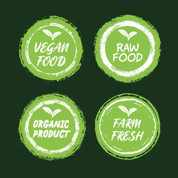Веган Здорова Екологія Біо Емблема Дизайн Логотипу Літературні Значки Свіжим Ліцензійні Стокові Ілюстрації
