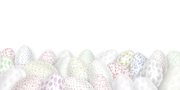 Ovos Páscoa Brancos Com Ornamentos Fundo Saudação Design — Vetor de Stock