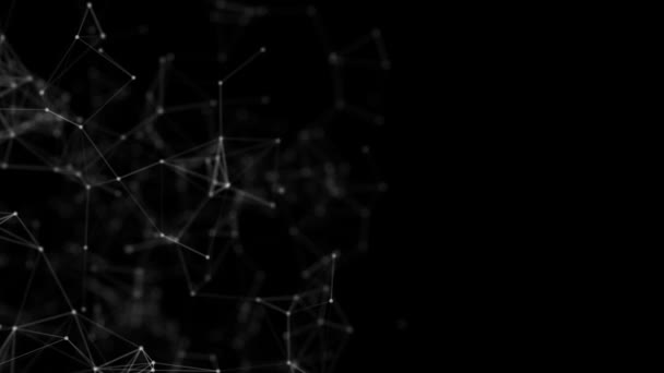 Boucle Connexions Plexus Arrière-plan Blanc sur fond noir avec profondeur de champ 