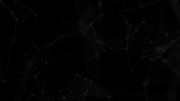 Plexus Bağlantıları Döngüsü Alanın Derinliği Ile Siyah Arkaplanda Beyaz — Stok video