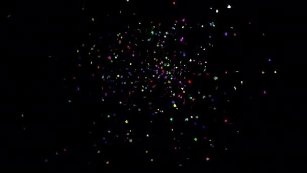 Explosiones Coloridas Confetti Con Canal Alfa Transparente — Vídeo de stock