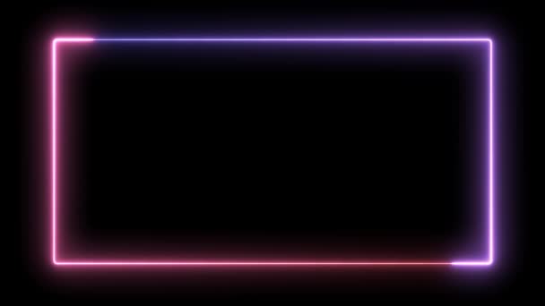 Pętla Świecąca Energia Neon Frame — Wideo stockowe
