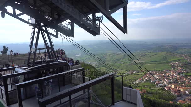 Cable car in San Marino Stock Video