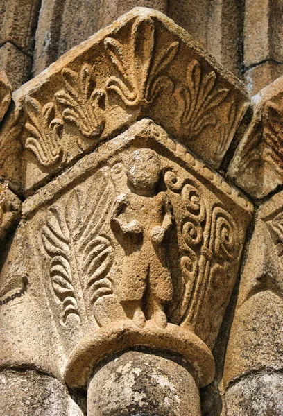 Detail of romanesque monastery of Paco de Sousa in Penafiel — Stock Photo, Image