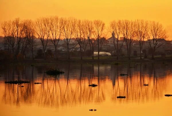 Sunset Lake Pateira Fermentelos Portugal — Stock Photo, Image