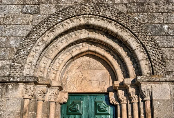 Detalhe Porta Igreja Românica Fonte Arcada Portugal — Fotografia de Stock