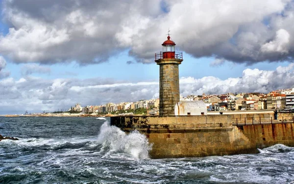 Farol Foz Douro Porto Portugal — Fotografia de Stock