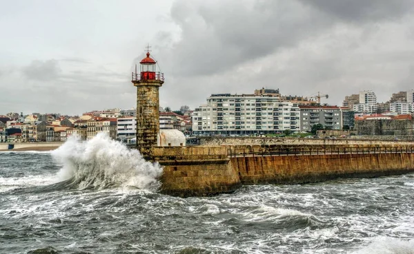 Farol Foz Douro Porto Portugal — Fotografia de Stock