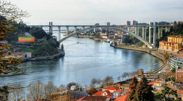 Panoramautsikt Arrabida Broen Oporto Portugal – stockfoto