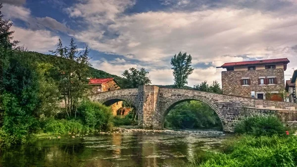 Ponte Raiva Zubiri Caminho Santiago Navarra Espanha — Fotografia de Stock