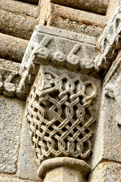 Ibukota Romanesque Dari Biara Sao Pedro Ferreira Portugal — Stok Foto
