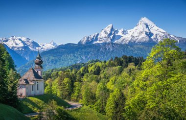 Güzel dağ panorama Bavyera Alpleri'nde Berchtesgadener Land, Almanya