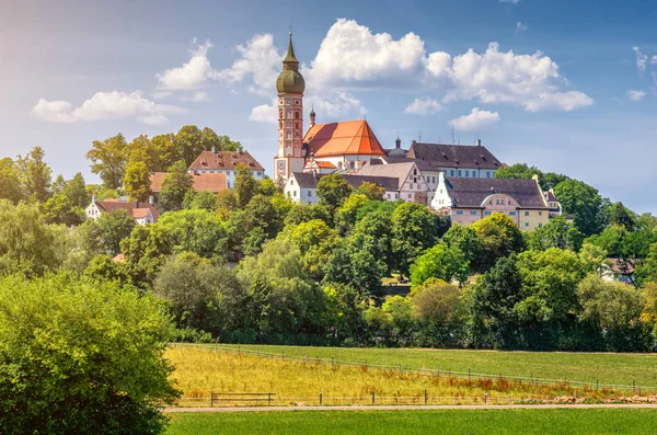 Andechs Abbey in de zomer, district Starnberg, Opper-Beieren, Duitsland — Stockfoto