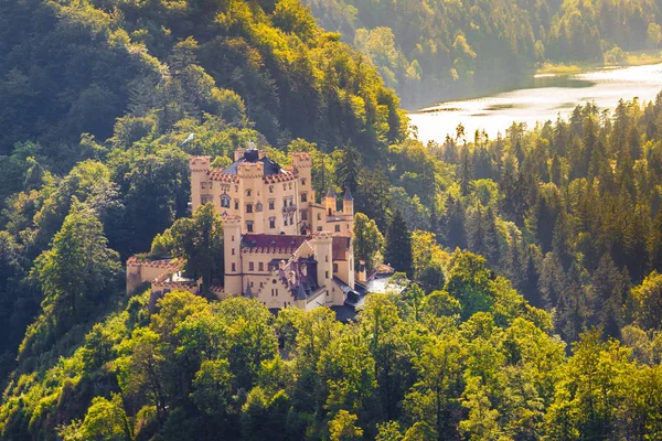 Hohenschwangau kastély a naplemente, Bajorország, Németország — Stock Fotó