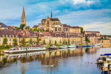 Historic town of Auxerre with Yonne river, Burgundy, France clipart