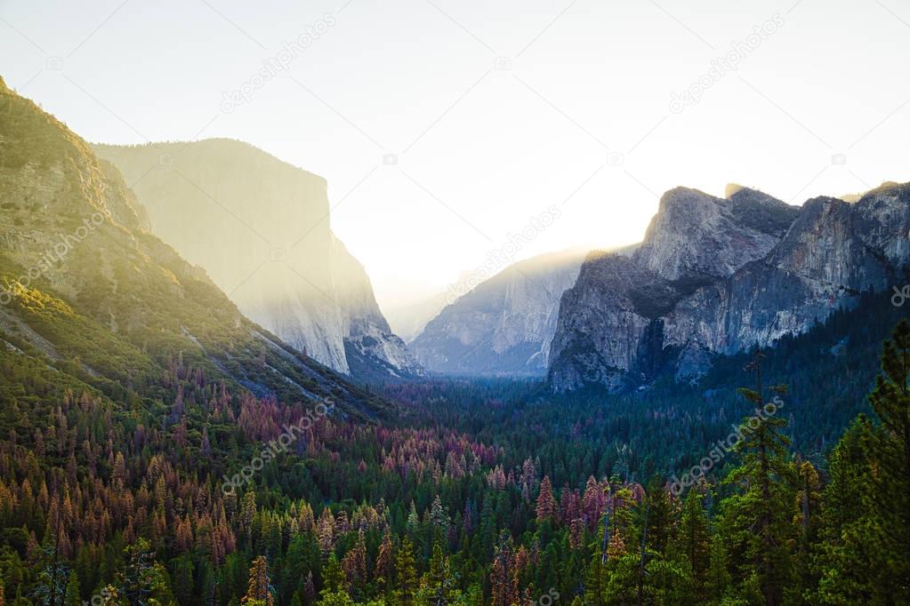 Yosemite Tunnel View at sunrise, California, USA