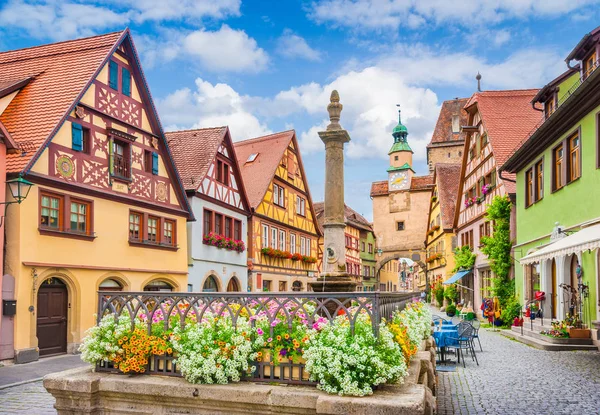 Ciudad histórica de Rothenburg ob der Tauber, Franconia, Baviera, Alemania — Foto de Stock