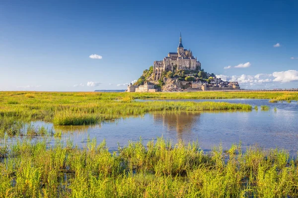 Le Mont Saint-Michel in de zomer, Normandië, Frankrijk — Stockfoto