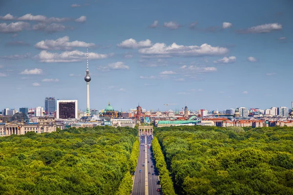 De skyline van de Berlijn Tiergarten park in de zomer, Duitsland — Stockfoto