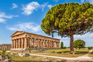 Temple of Hera at famous Paestum Archaeological UNESCO World Heritage Site, which contains some of the most well-preserved ancient Greek temples in the world, Province of Salerno, Campania, Italy clipart