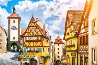 rothenburg ob der tauber, franconia, Bavyera, Almanya tarihi şehrin güzel manzara