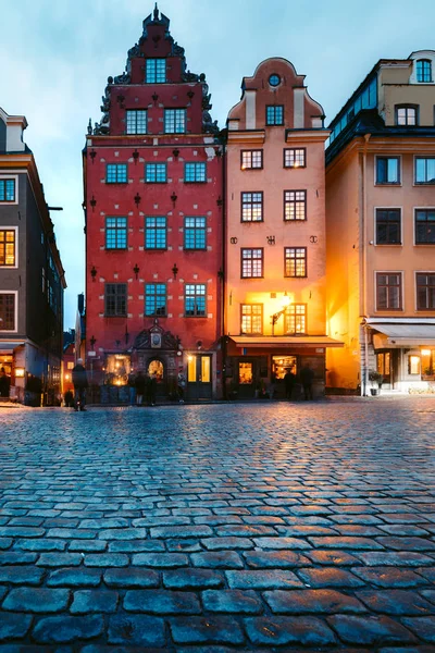 黄昏时分的甘拉·斯坦，瑞典斯德哥尔摩 — 图库照片
