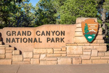 Grand Canyon Ulusal Parkı giriş tabelası, Arizona, Usa