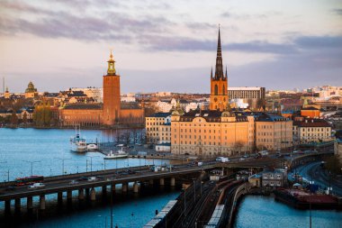 Stockholm Ufuk Çizgisi Gündoğumunda, İsveç, İskandinavya