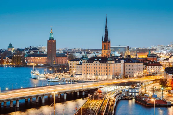 Panorama skyline di Stoccolma al crepuscolo, Svezia, Scandinavia — Foto Stock