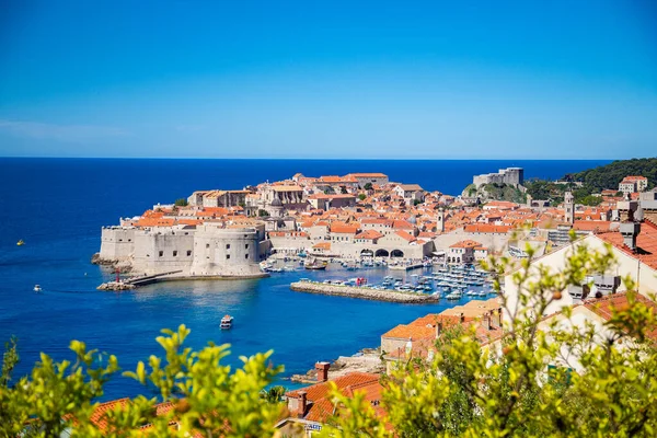 Vista Aérea Panorámica Histórica Ciudad Dubrovnik Uno Los Destinos Turísticos —  Fotos de Stock