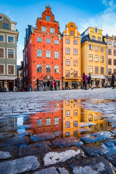 Veduta Classica Case Colorate Nella Famosa Piazza Stortorget Nella Storica — Foto Stock