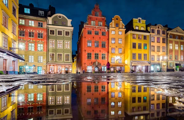 Vue Classique Maisons Colorées Sur Célèbre Place Stortorget Dans Gamla — Photo