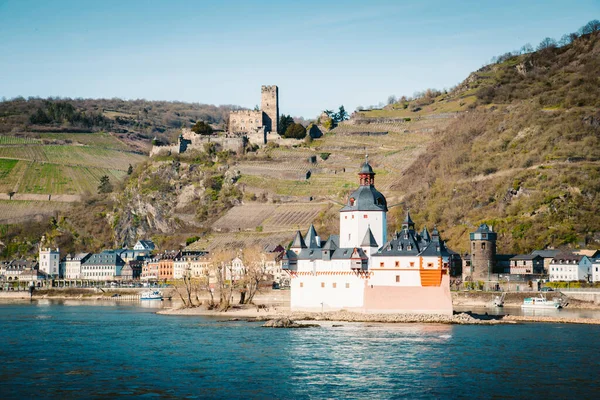 Vacker Utsikt Över Den Historiska Staden Kaub Med Berömda Burg — Stockfoto