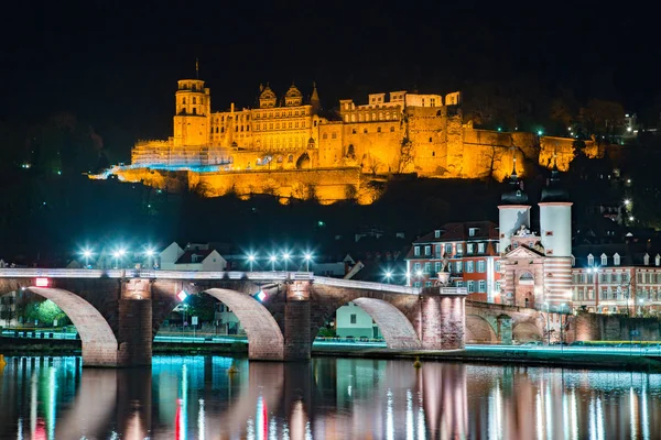 Vista Panoramica Della Città Vecchia Heidelberg Che Riflette Nel Bellissimo — Foto Stock