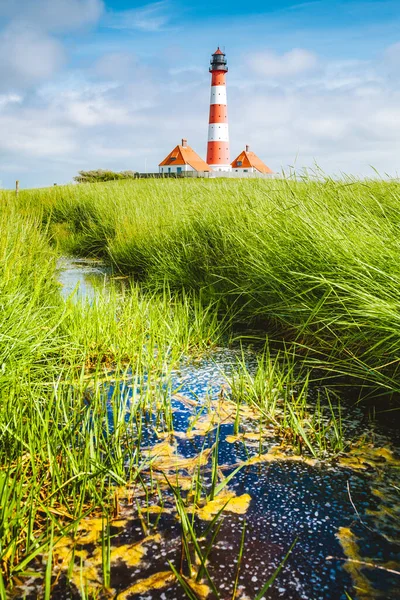 Bella Vista Del Famoso Westerheversand Una Giornata Sole Con Cielo — Foto Stock