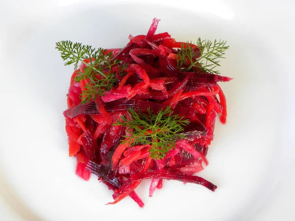 Beetroot Salad Dill White Background — Stock Photo, Image