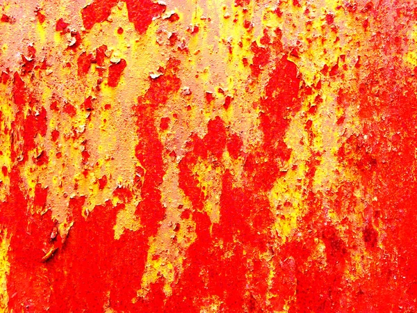 Exfoliating Surface Paint Exfoliating Yellow Redvintage Grungy Background Red Yellow — Stock Photo, Image